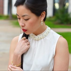High Neck Top Embellished with Pearls